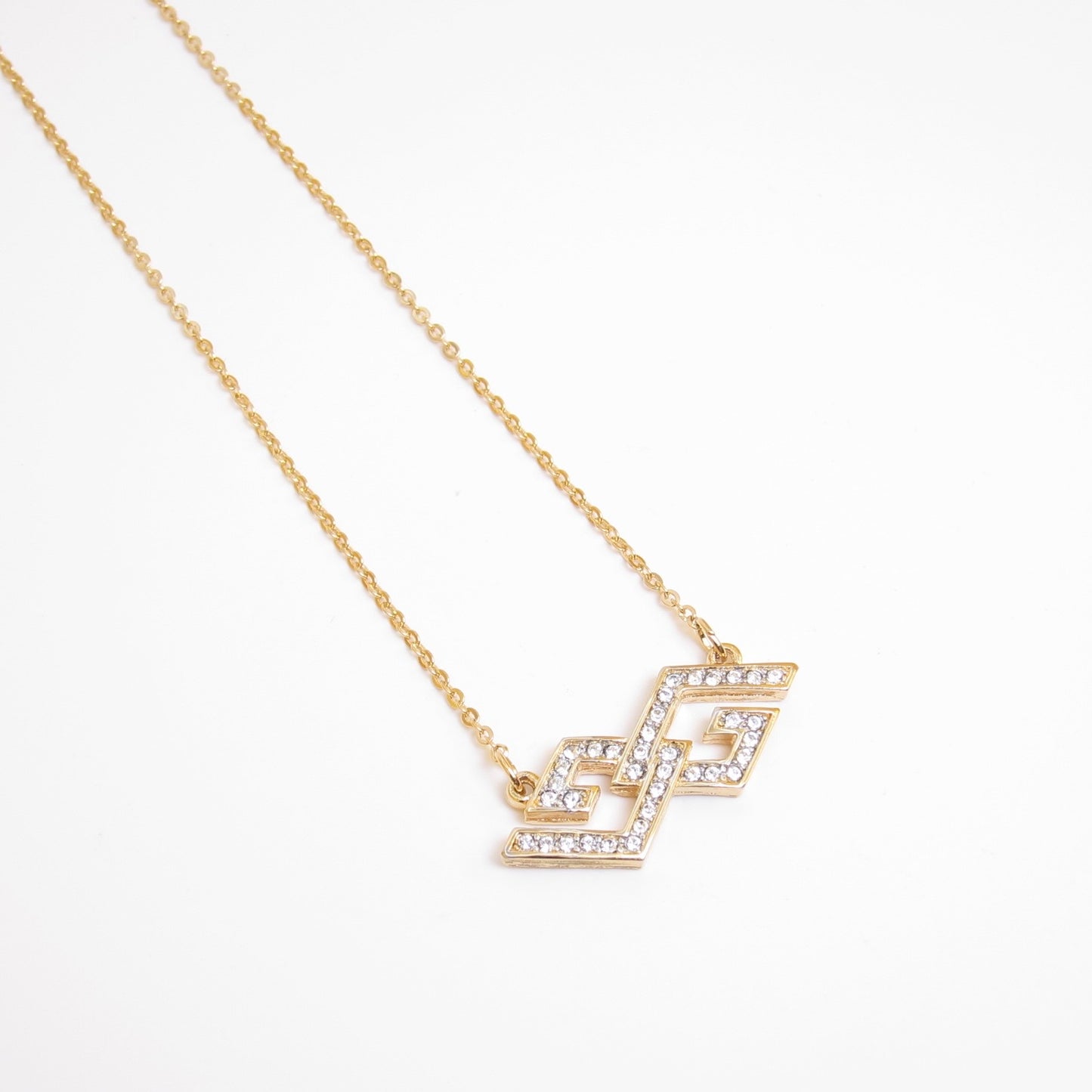 Givenchy Vintage GG Logo with Rhinestone Golden Necklace