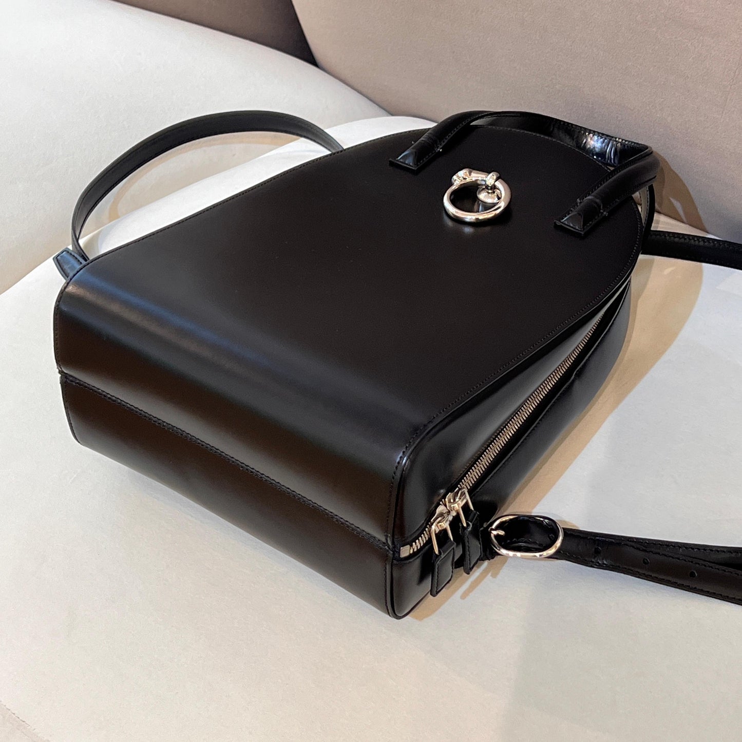Cartier Vintage Panther Black Leather Backpack