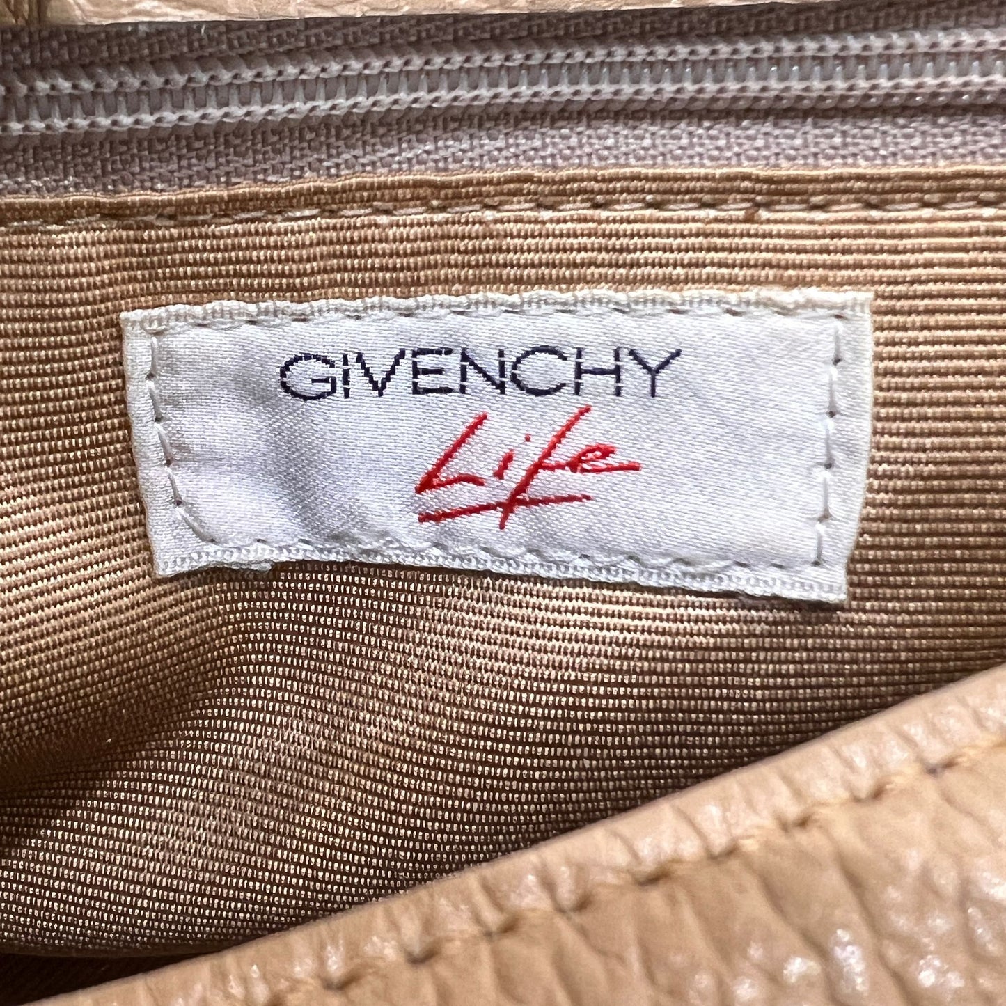 Givenchy Vintage Embossed Logo Beige Leather Shoulder Bag