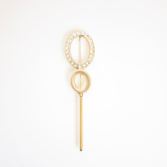 Christian Dior Vintage Double O with Rhinestone Golden Brooch