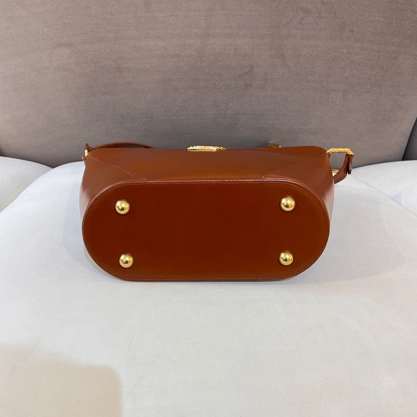 Yves Saint Laurent Vintage Brown Leather Medallion Shoulder Bag