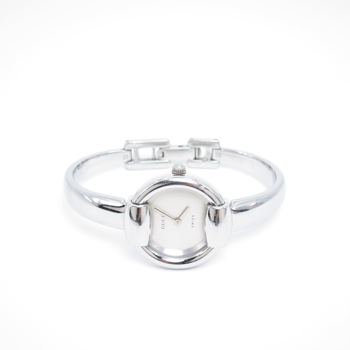 Gucci Vintage 1400L Silver White Dial Bangle Watch