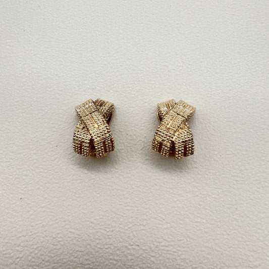Christian Dior Vintage Stylish Cross Golden Clip-on Earrings
