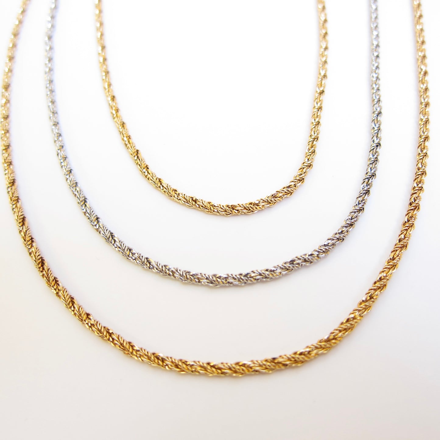 Christian Dior Vintage Two Tone 3-row Long Necklace