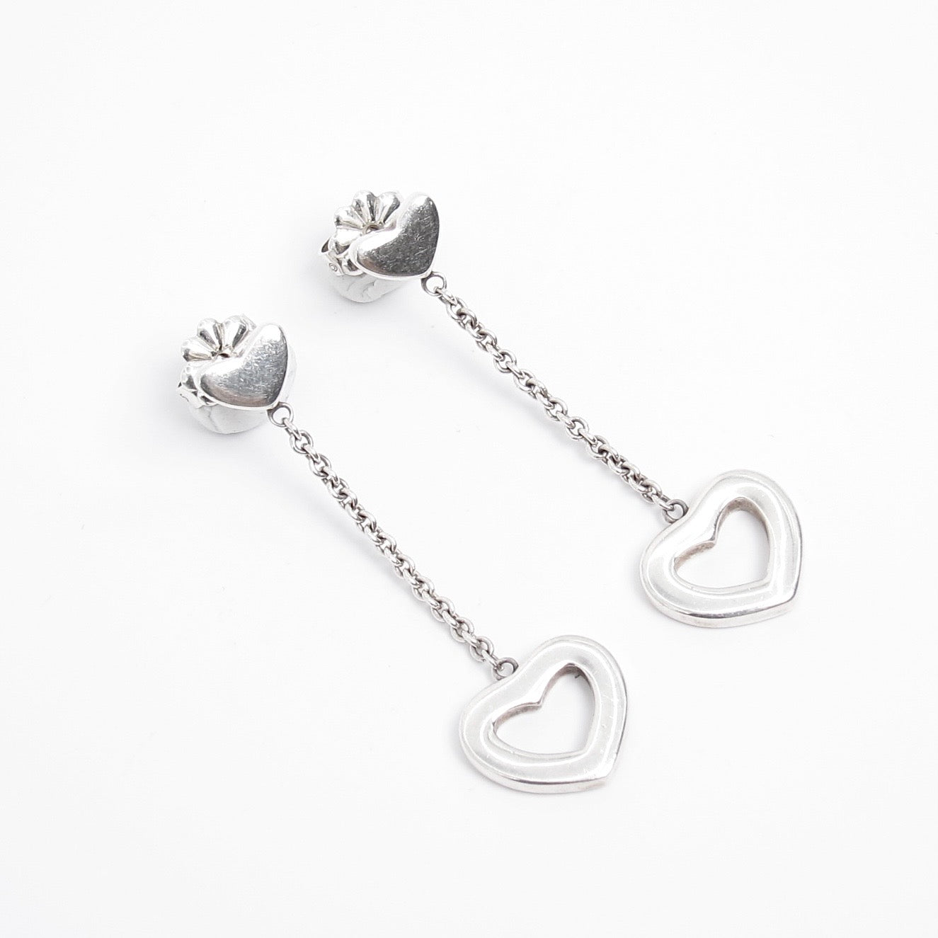 Tiffany Vintage 925 Heart Link Drop Dangle Earrings