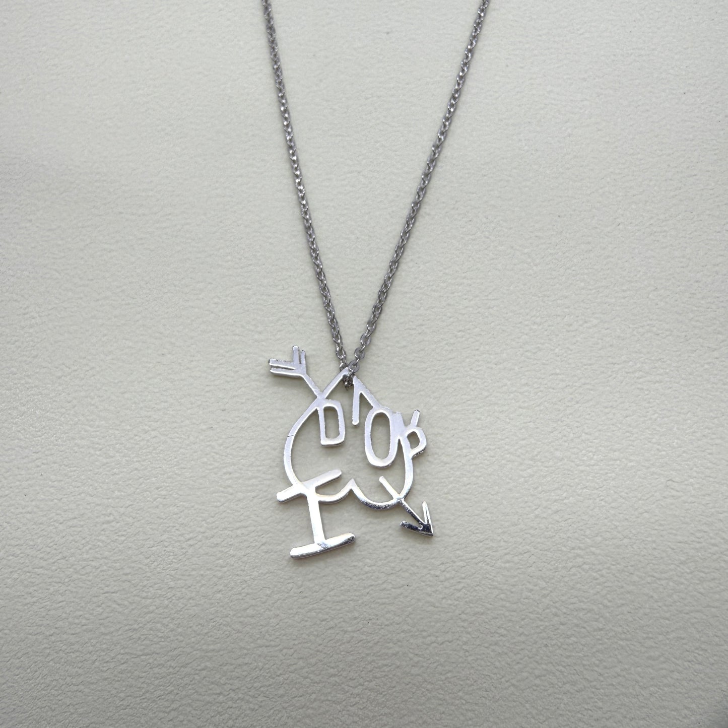 Christian Dior Vintage I Love Dior Silver Necklace