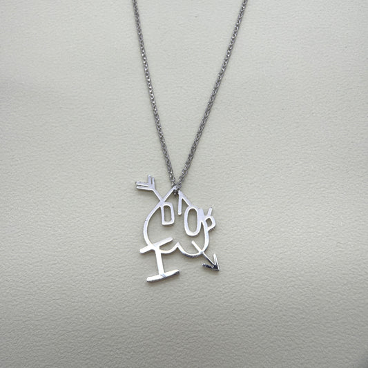 Christian Dior Vintage I Love Dior Silver Necklace