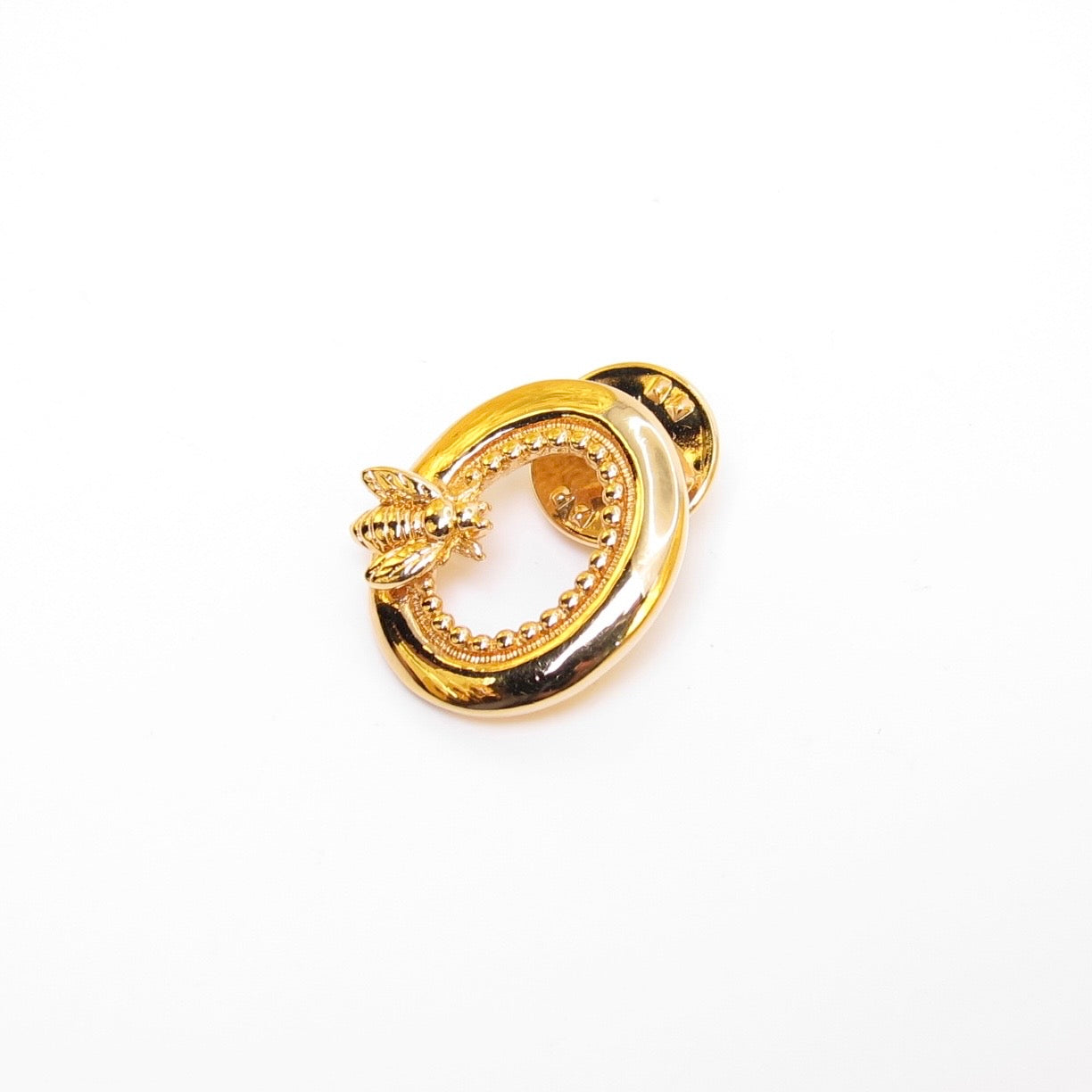 Christian Dior Vintage Letter O with Bee Golden Brooch