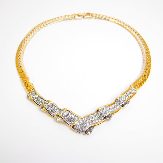 Givenchy Vintage Stylish Rhinestone Golden Necklace