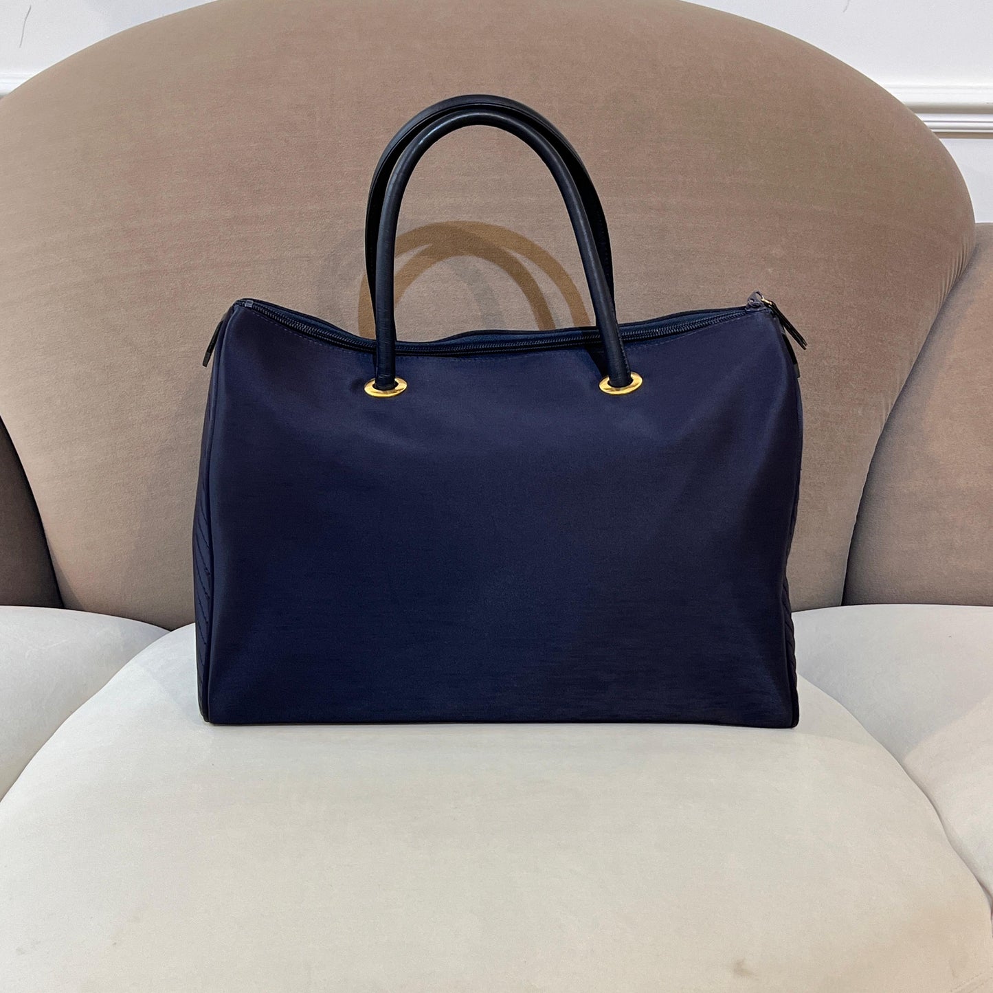 Yves Saint Laurent Vintage Navy Nylon Boston Bag
