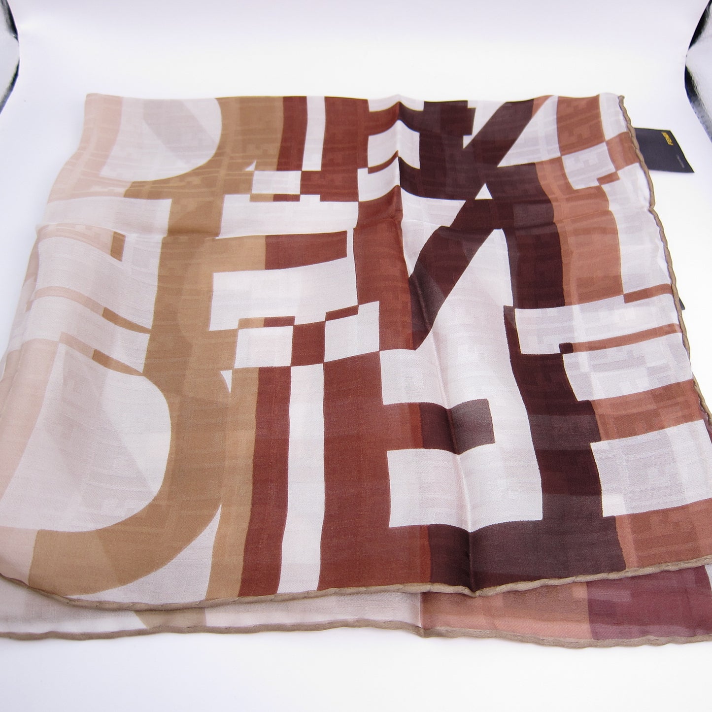 Fendi Vintage Unused Geometric Logo Silk Scarf