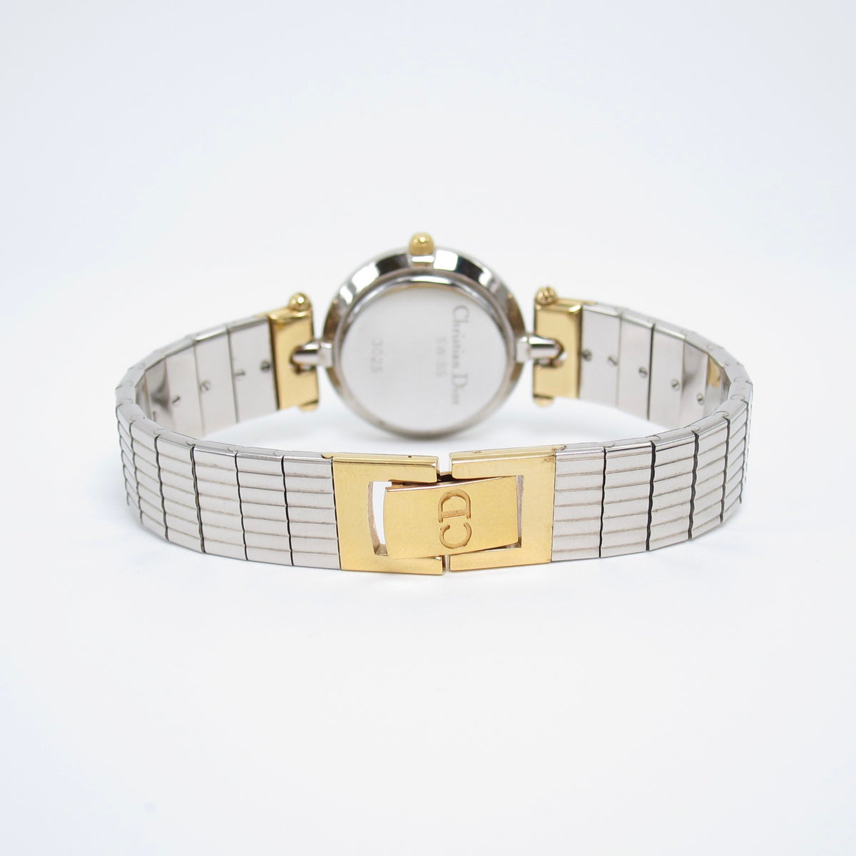 Christian Dior Vintage Round Black Face Two Tone Watch