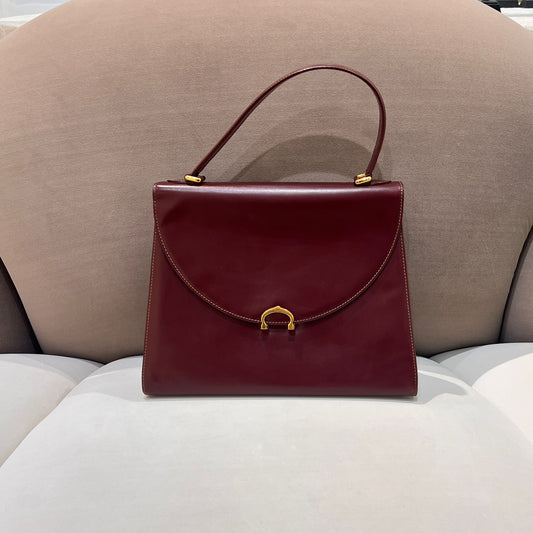 Cartier Vintage Must De Cartier Bordeaux Leather Top Handle Bag