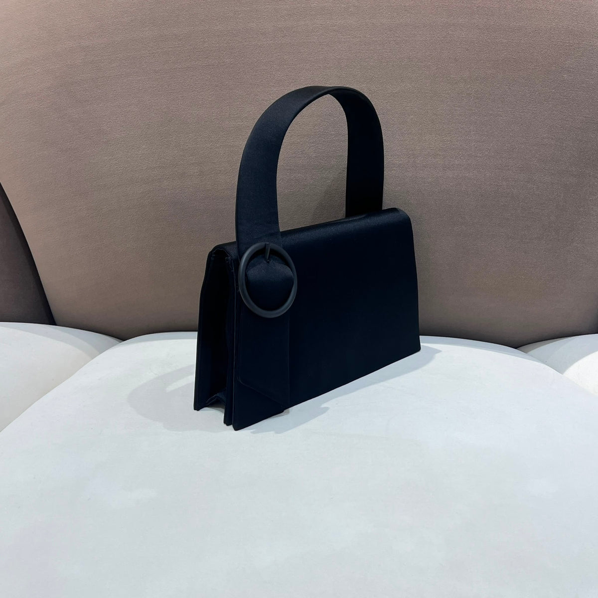 Givenchy Vintage Black Satin Ring Handle Evening Bag