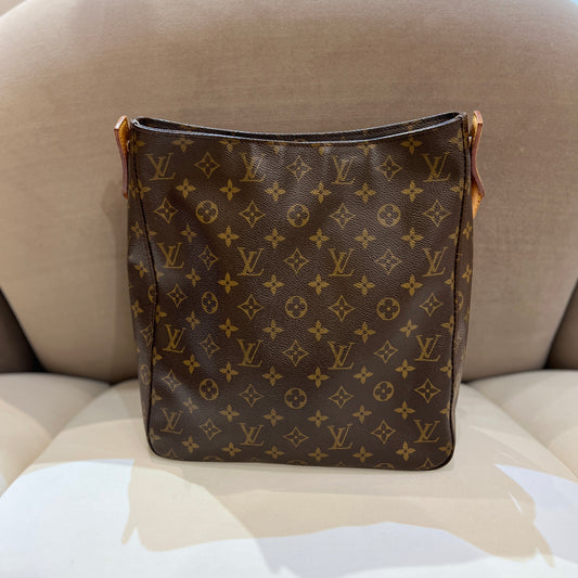 Louis Vuitton Vintage Brown Color Monogram Looping Shoulder Bag In Gm Size