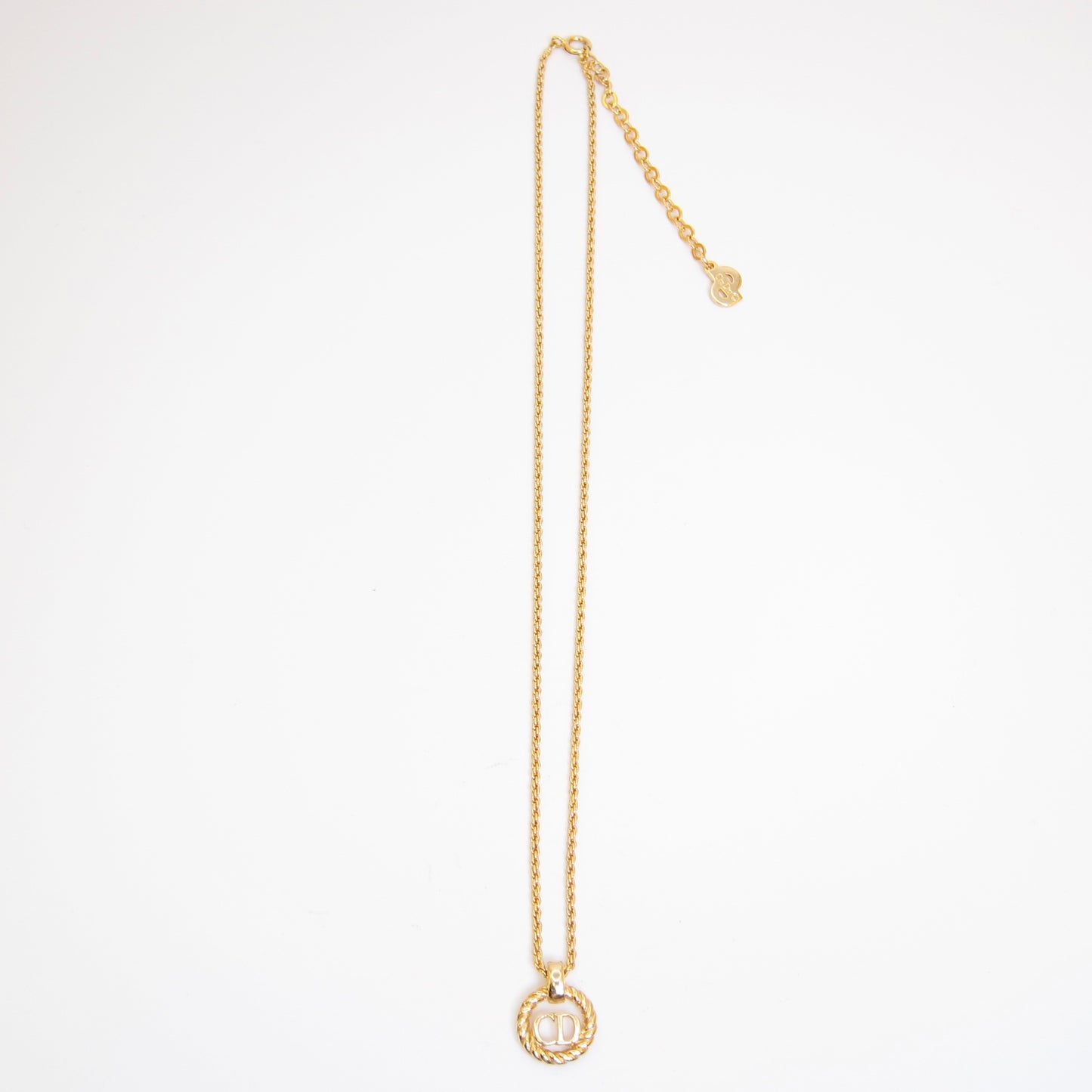 Christian Dior 復古 CD 標誌扭紋金色項鍊