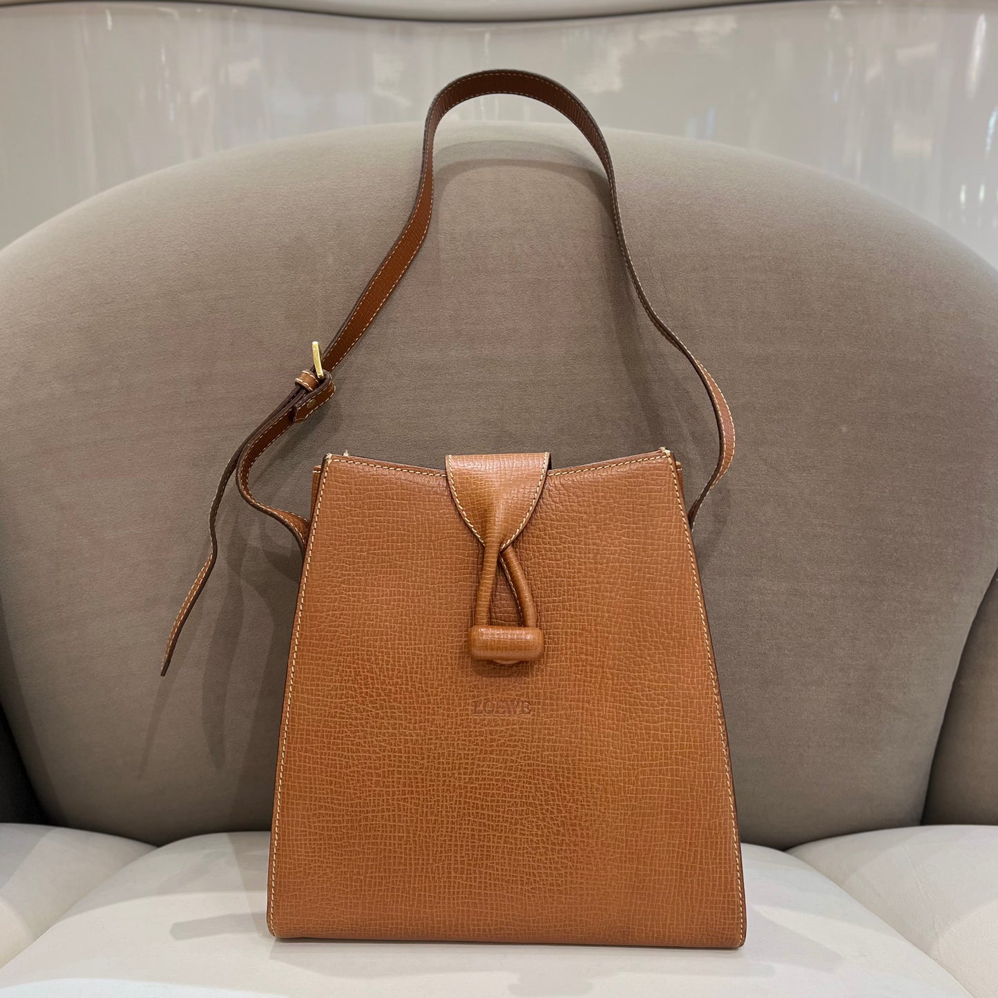 Loewe Vintage Brown Leather Shoulder Bag