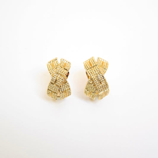 Christian Dior Vintage Cross Golden Clip-on Earrings