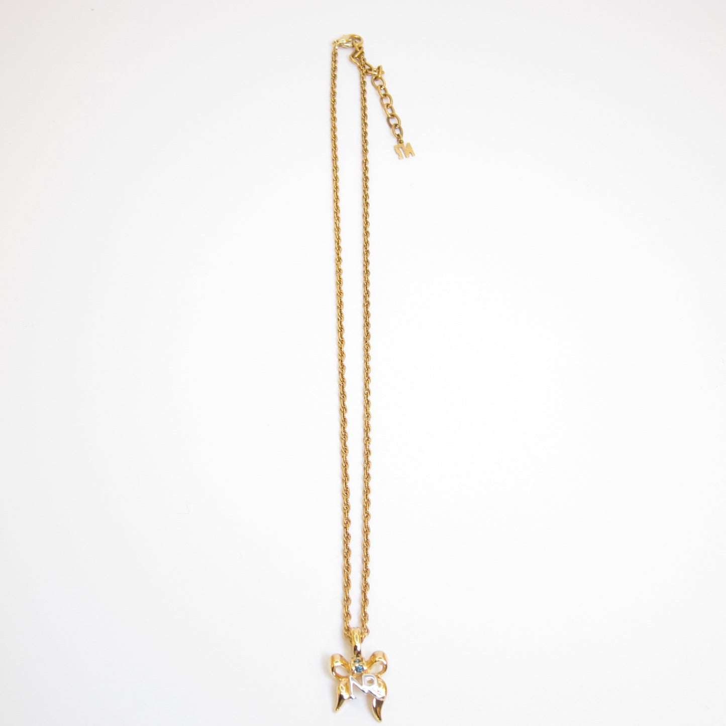 Nina Ricci Vintage NR Logo on Ribbon Golden Necklace