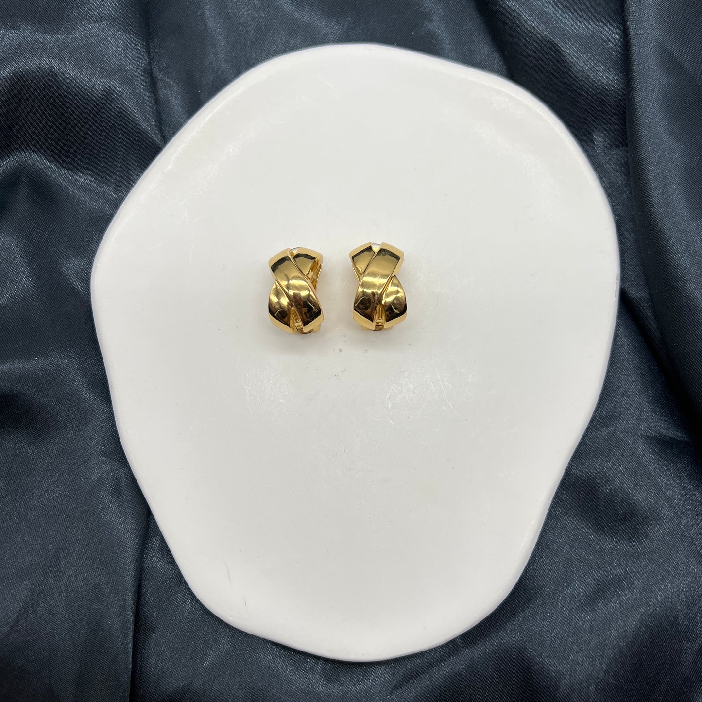 Christian Dior Vintage Golden Cross Clip-On Earrings