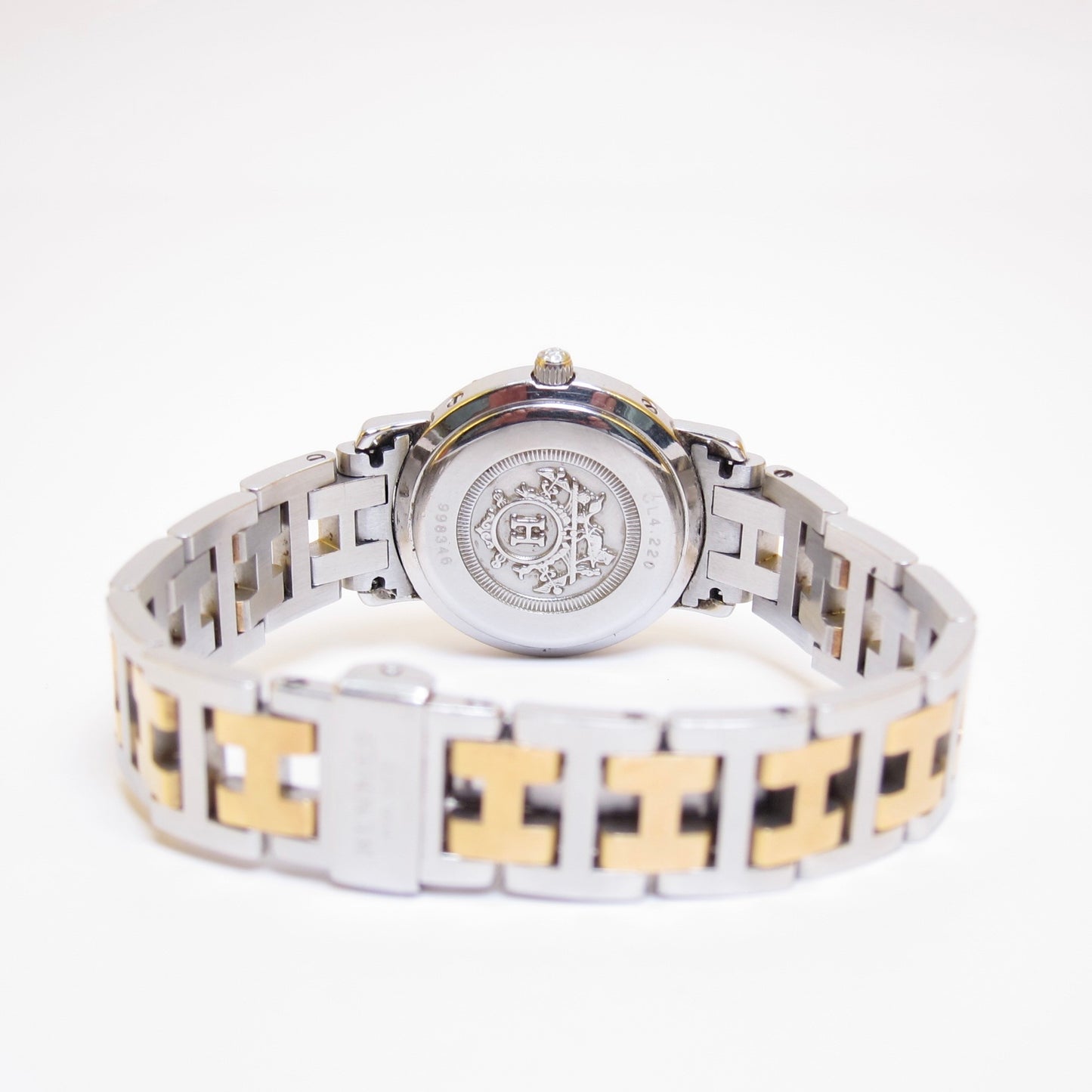 Hermes Vintage Clipper Ivory Face with Date and H Bracelet Two Tone Watch