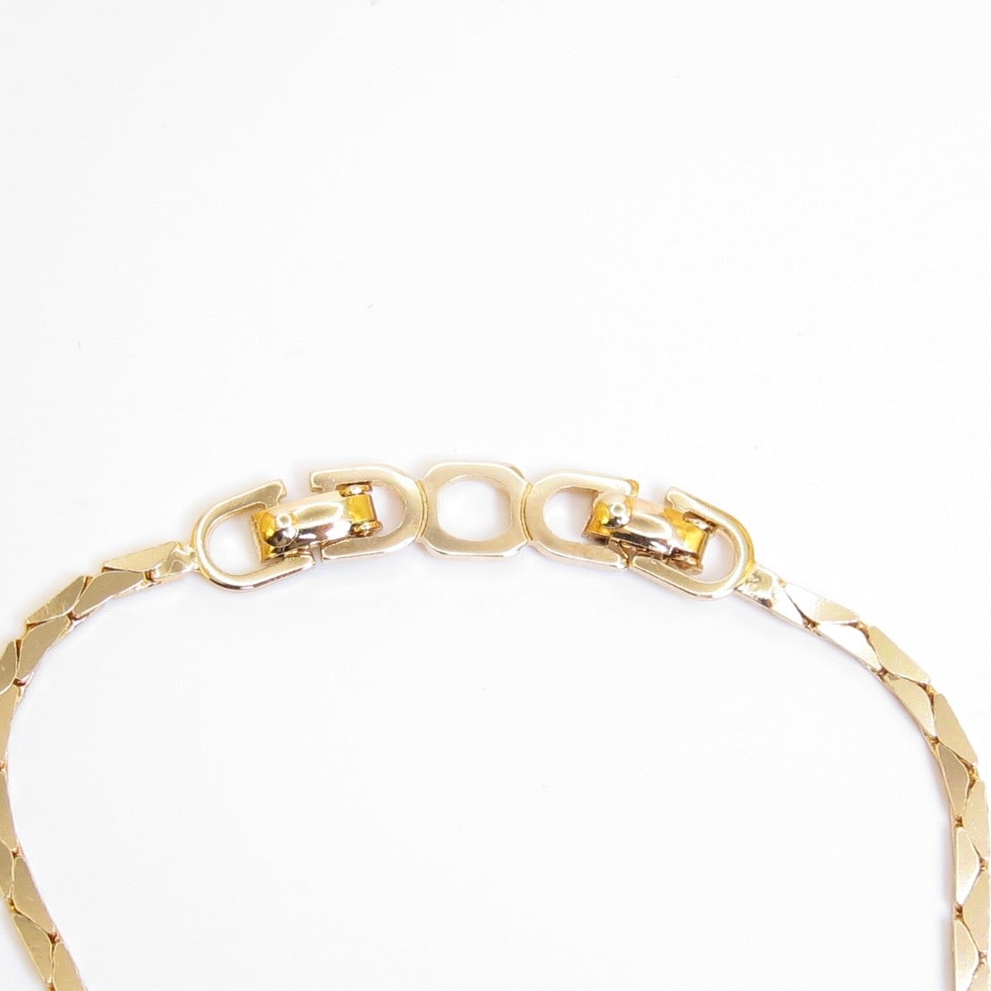Christian Dior Vintage Ribbon with Black and Rhinestone Golden Necklace