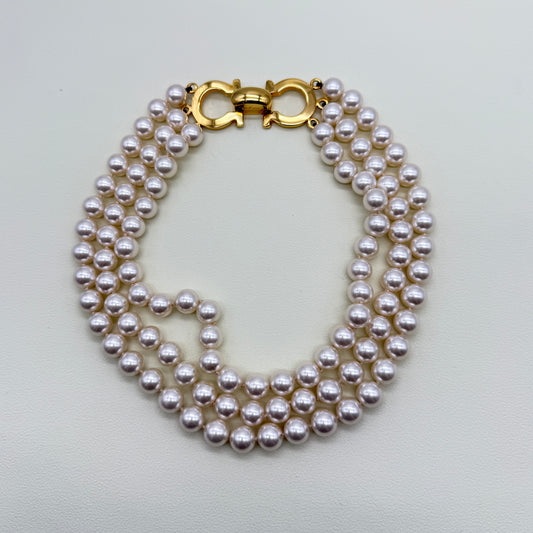 Ferragamo Vintage Gancini Pearl Choker