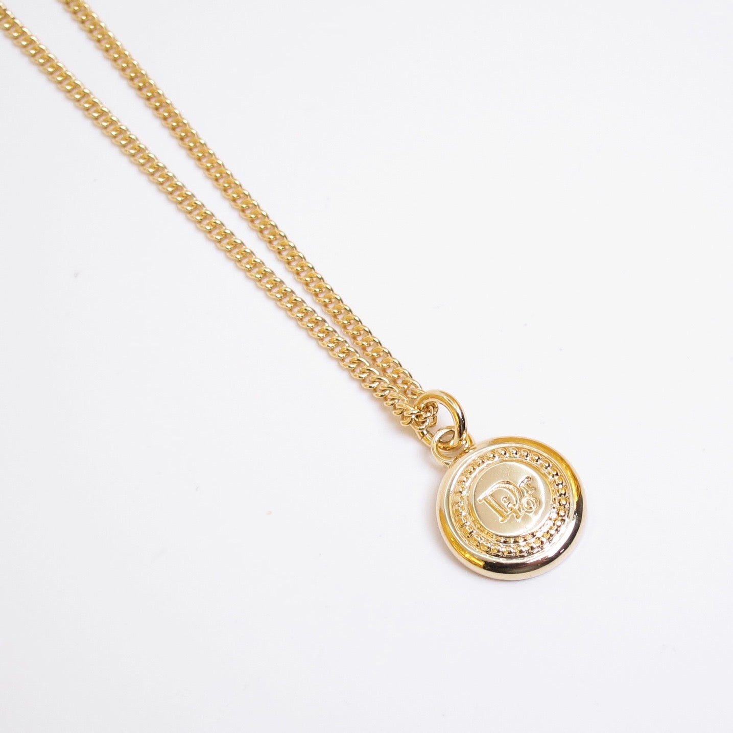 Christian Dior Vintage Dior Logo on Round Shaped Golden Necklace