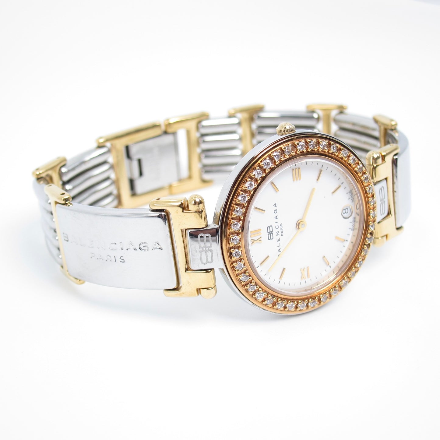 Balenciaga Vintage Two-Tone Crystal Bezel Ladies Watch