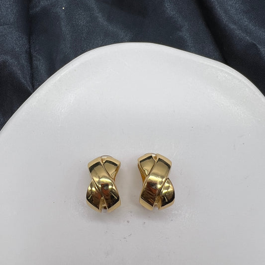 Christian Dior Vintage Golden Cross Clip-On Earrings