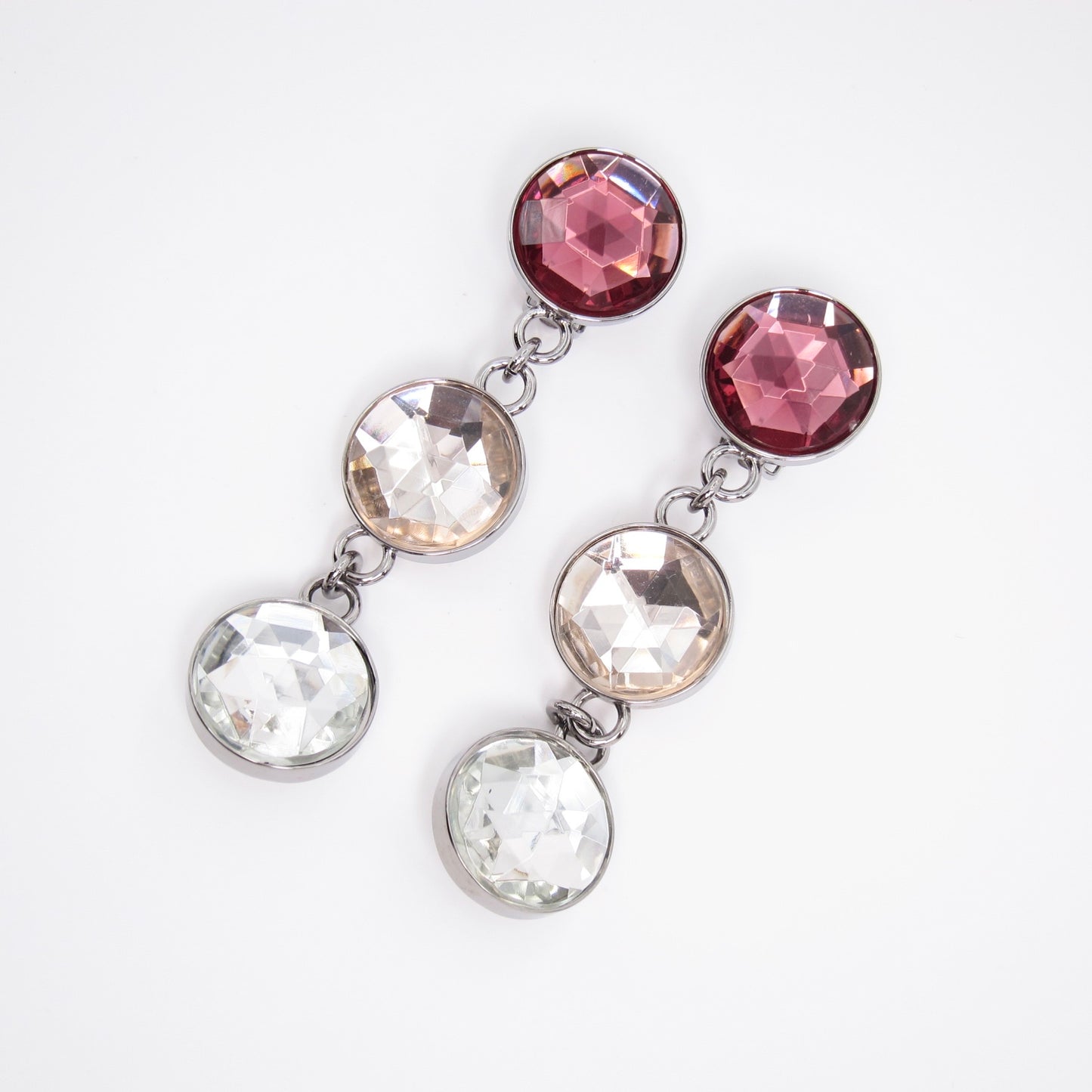 Miu Miu Vintage Multi Color Stone Silver Clip-on Earrings
