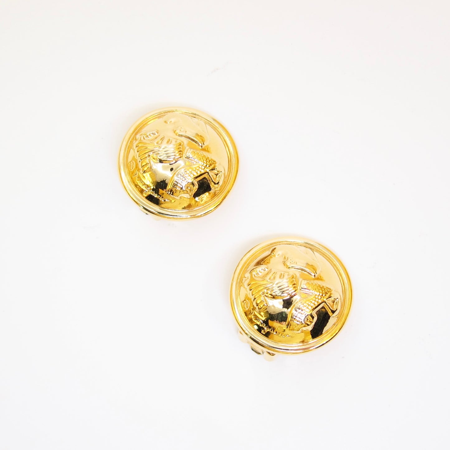 Ferragamo Vintage Shoes Motif Golden Clip-on Earrings