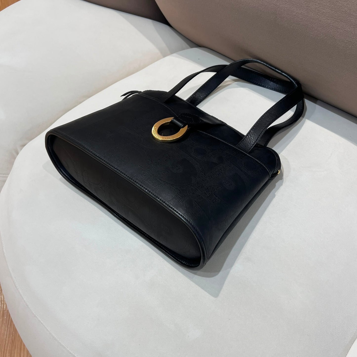 Christian Dior Vintage Black Trotter Jacquard Tote Bag