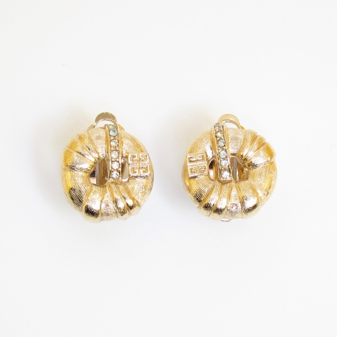 Givenchy Gold-Tone Textured Logo Clip-On Earrings