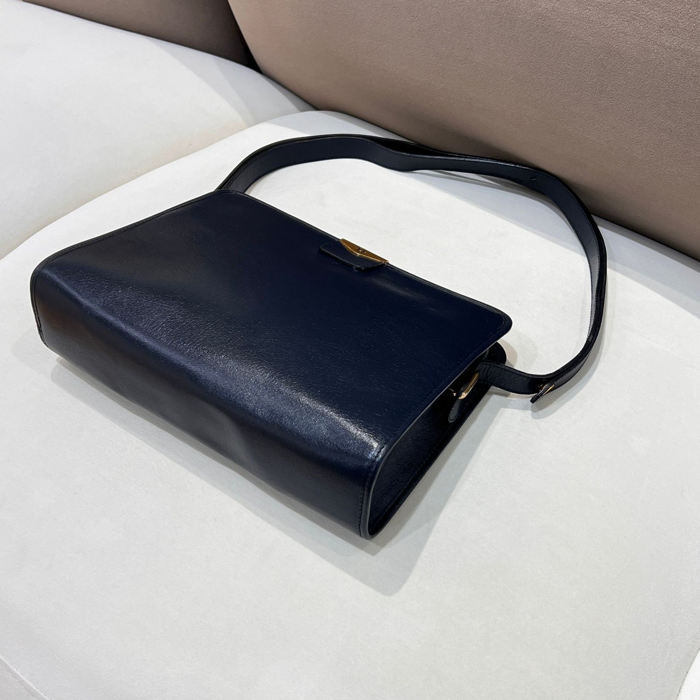 Christian Dior Vintage Navy Leather Shoulder Bag