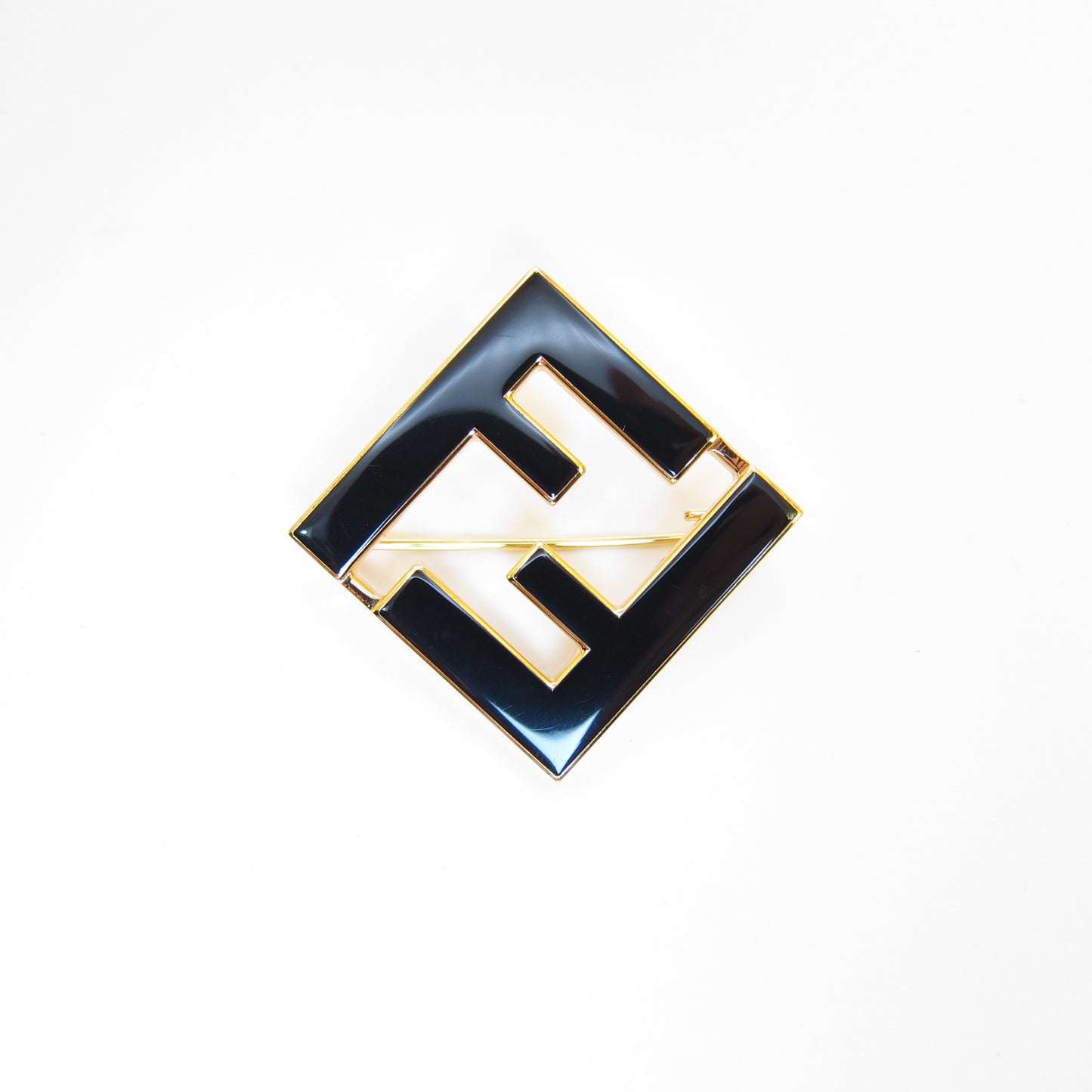Fendi Vintage Forever Fendi Black and Golden Brooch