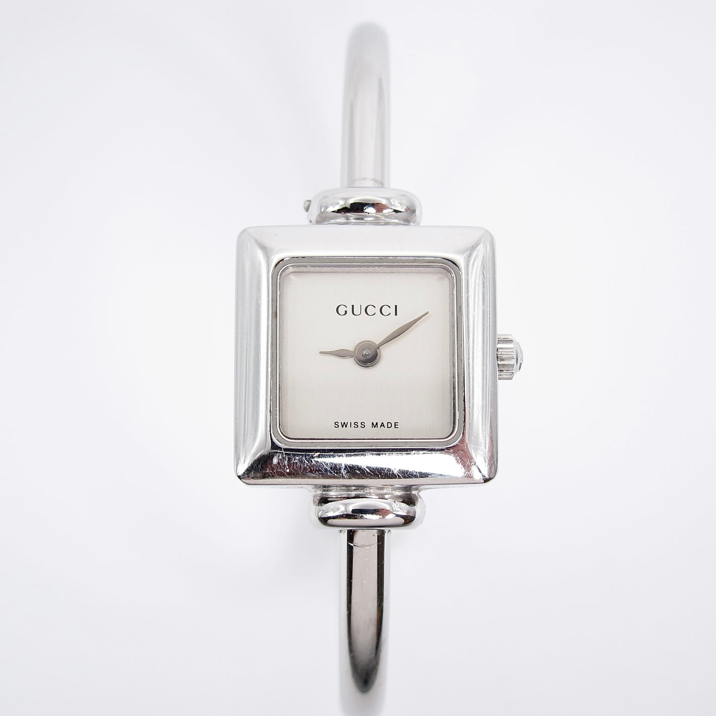 Gucci Vintage Square Face Silver Bangle Watch