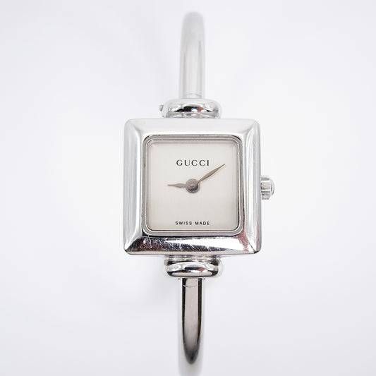 Gucci Vintage Square Face Silver Bangle Watch