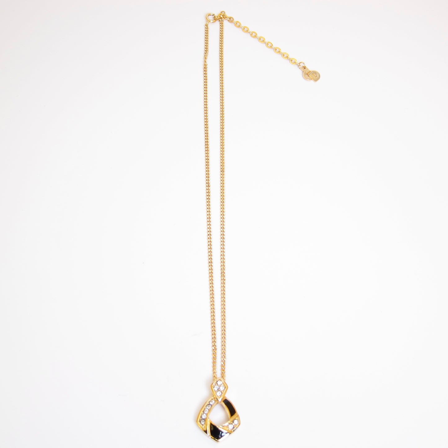 Christian Dior Vintage Black and Rhinestone Golden Necklace