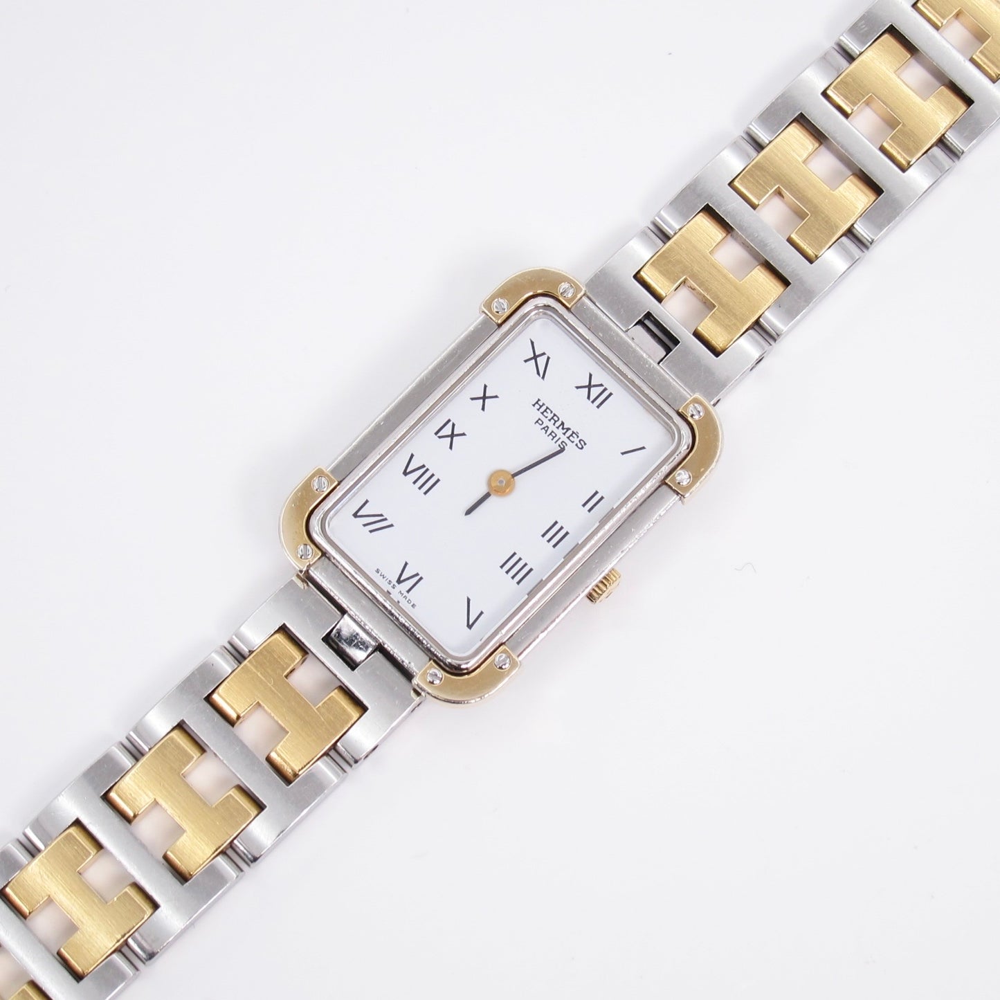 Hermes Vintage Croisiere White Face with H Bracelet Two Tone Watch