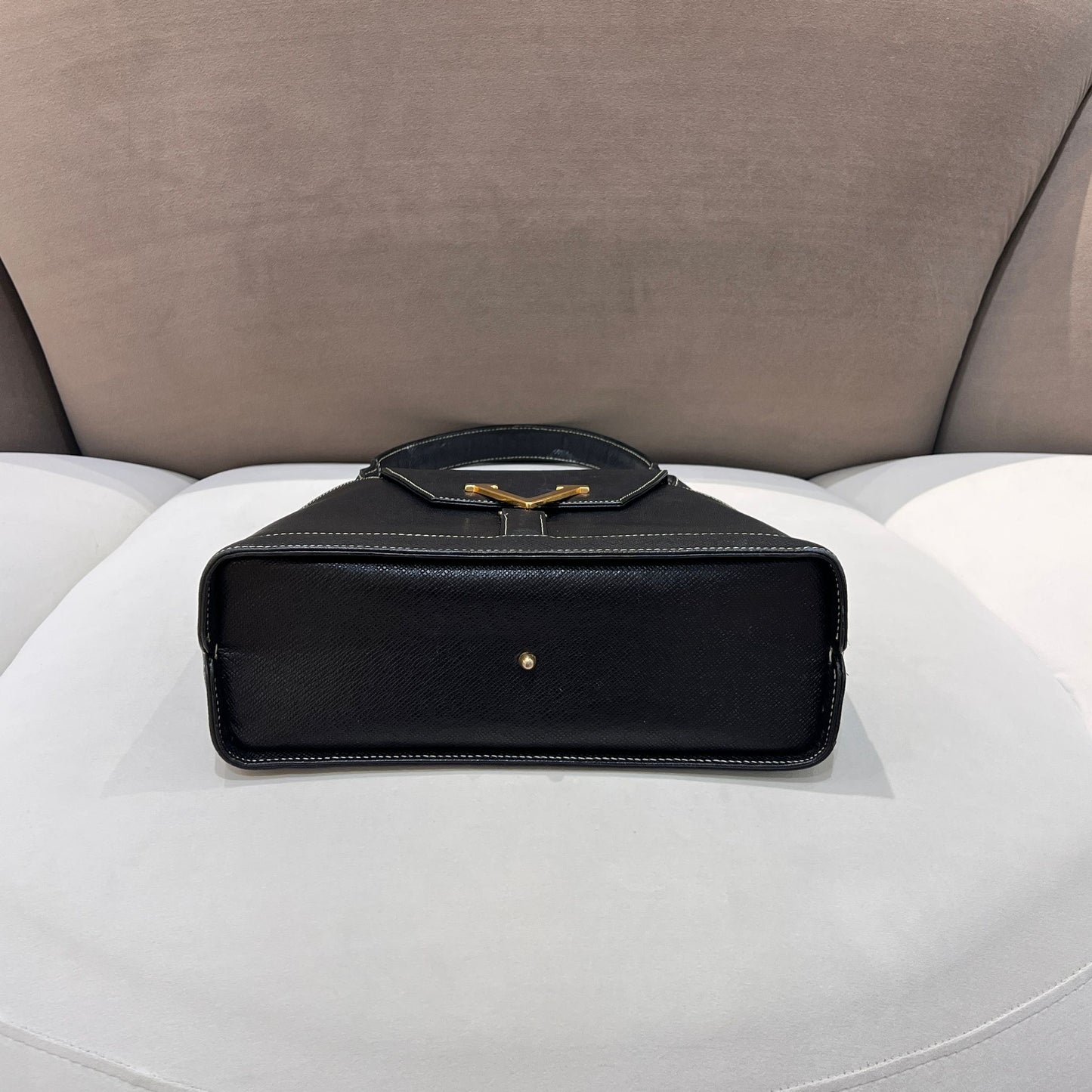 Valentino Vintage Black V Hardware Structured Handbag