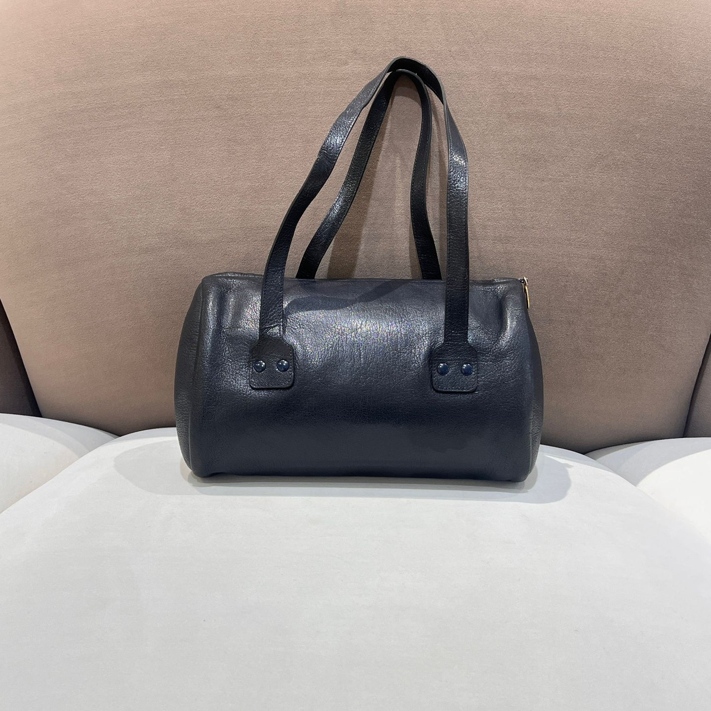Christian Dior Vintage Cd Logo Black Leather Barrel Shoulder Bag