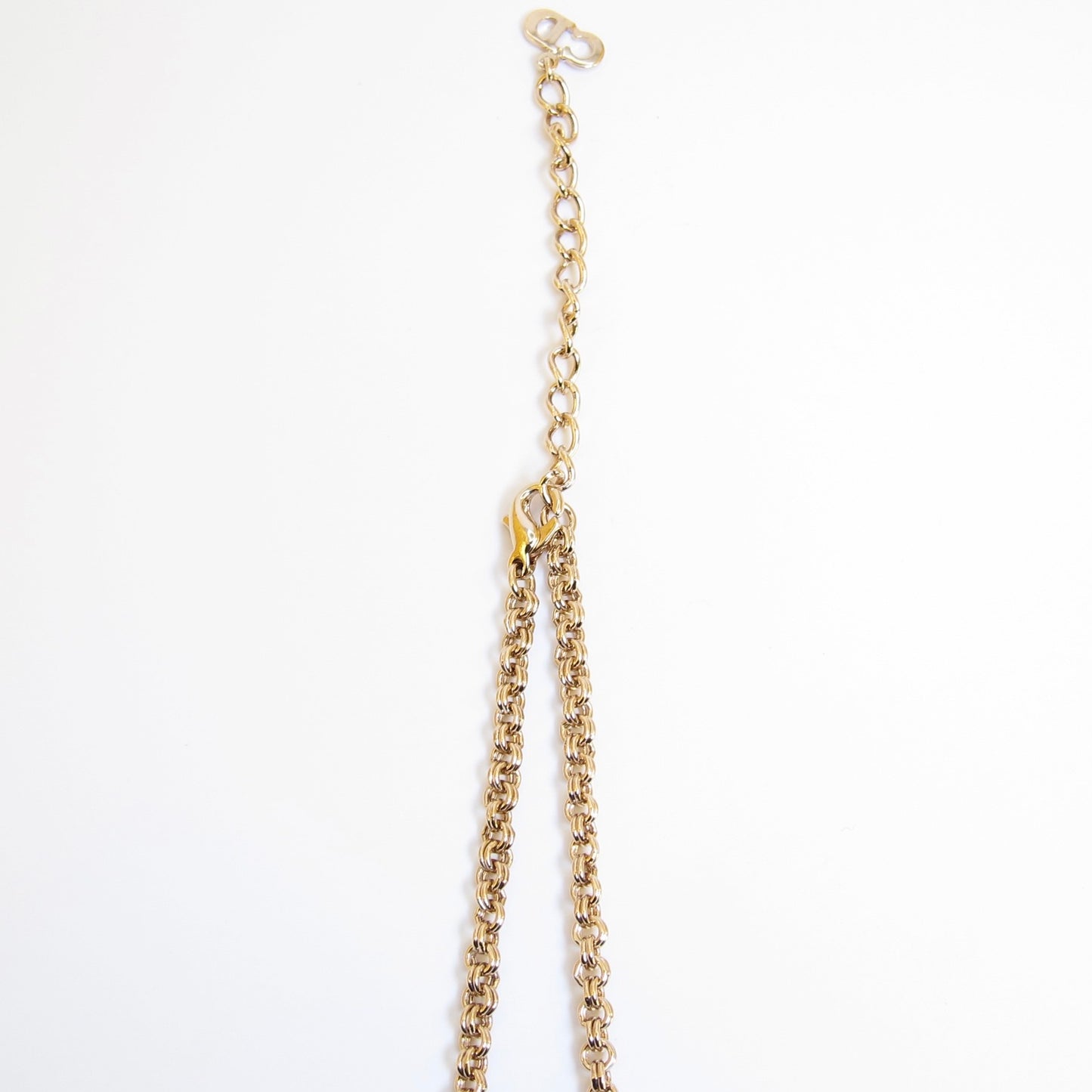 Christian Dior Vintage CD Logo and Rhinestone Golden Necklace