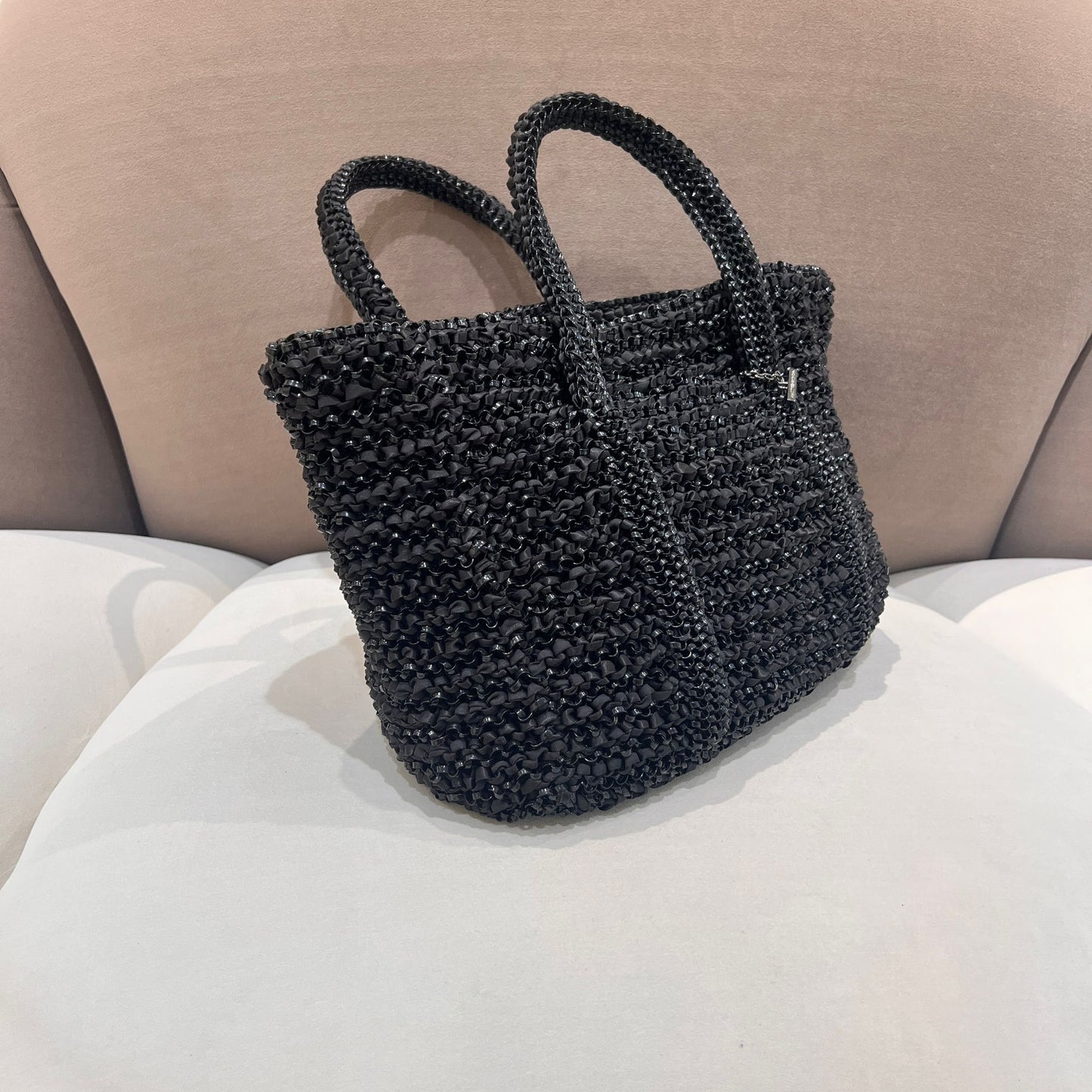 Anteprima Vintage Black Wire Knit Tote Bag