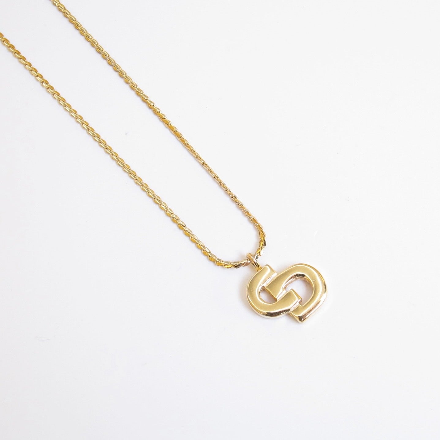 Christian Dior Vintage CD Logo Golden Necklace