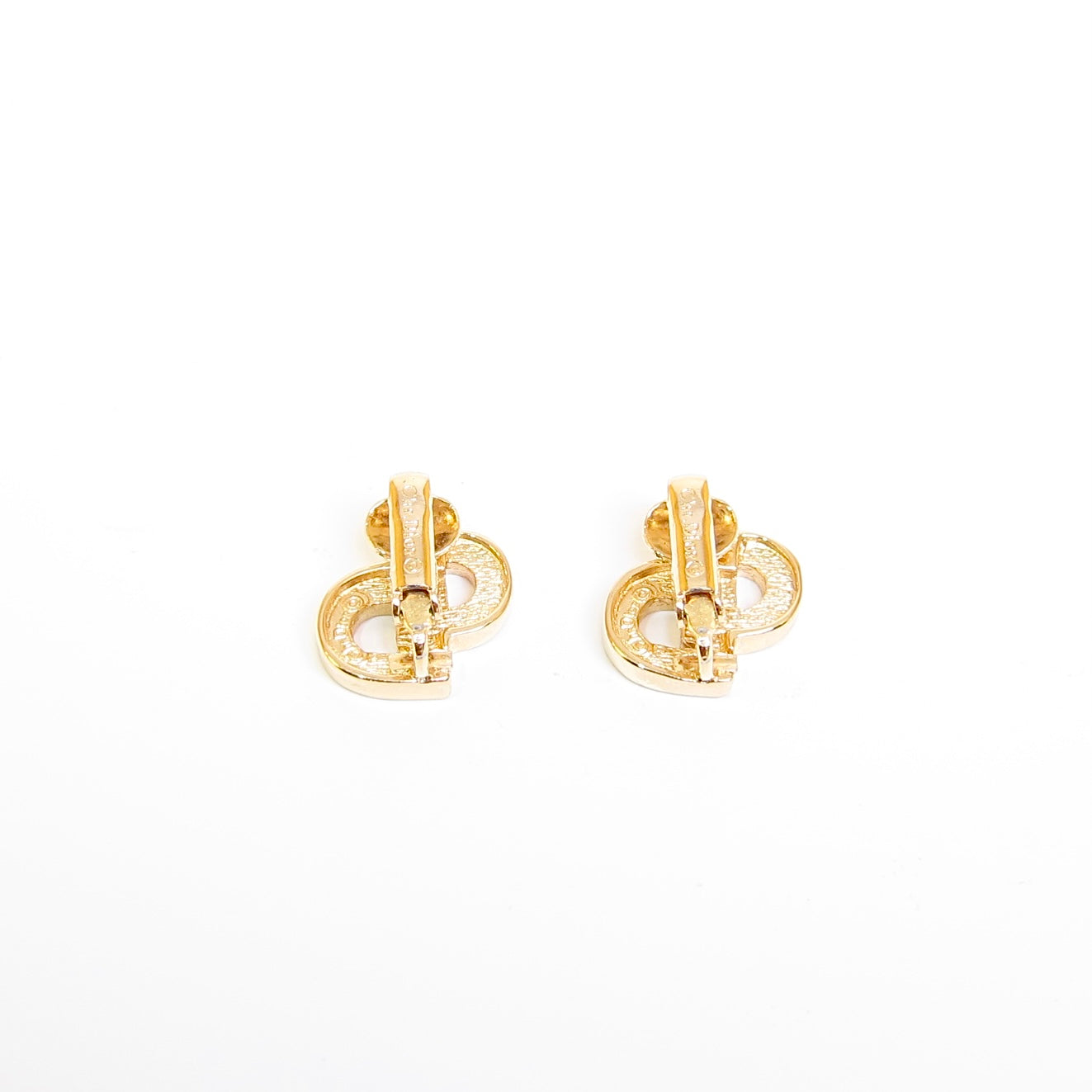 Christian Dior Vintage CD Logo with Rhinestone Golden Clip-on Earrings