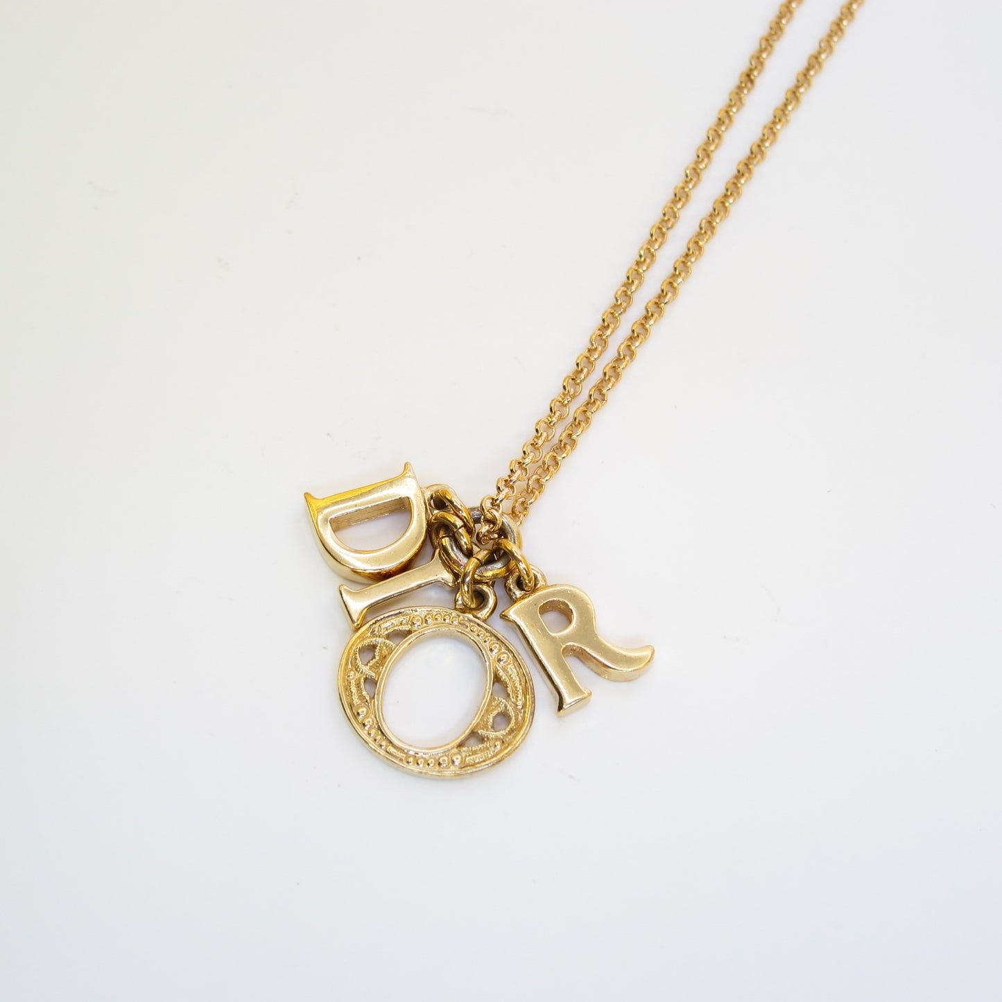 Christian Dior Vintage Dior Letter Charm Golden Necklace