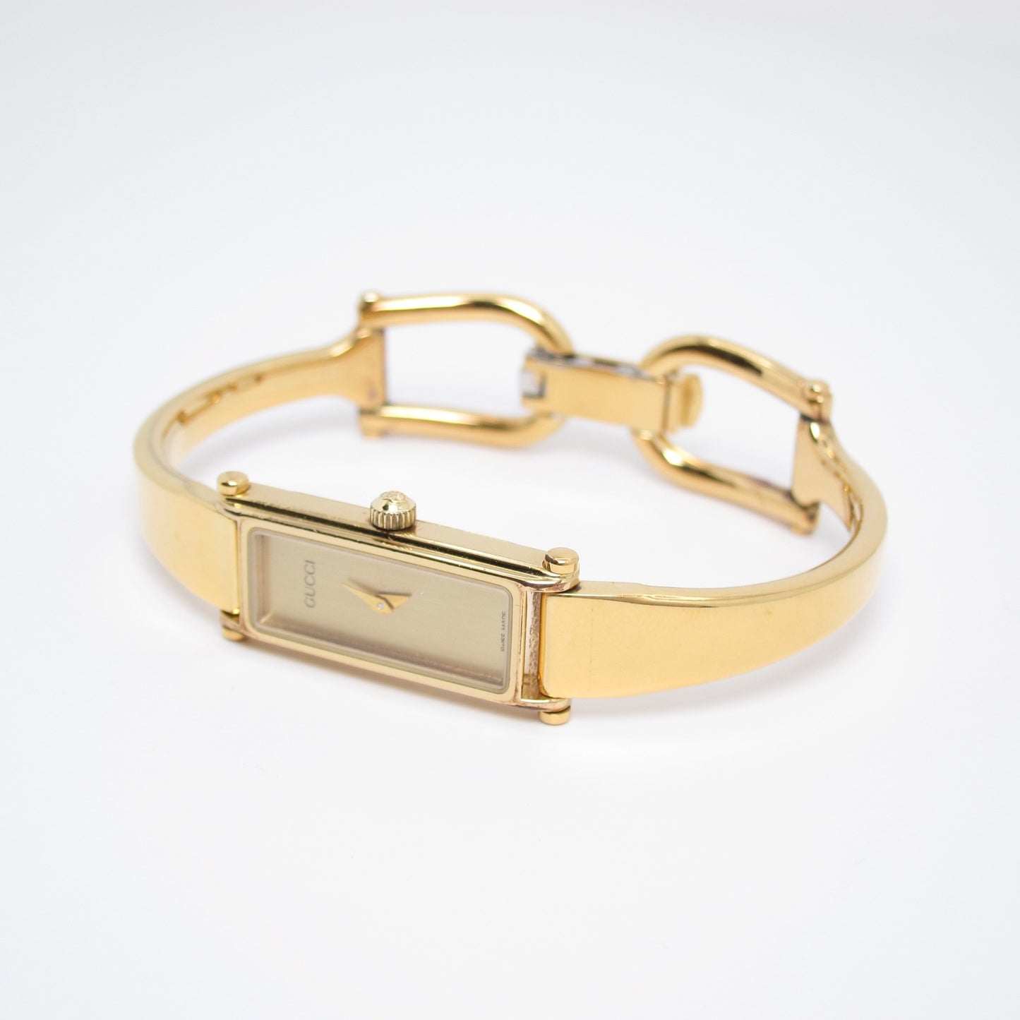 Gucci Vintage Rectangle Golden Face Bangle Watch