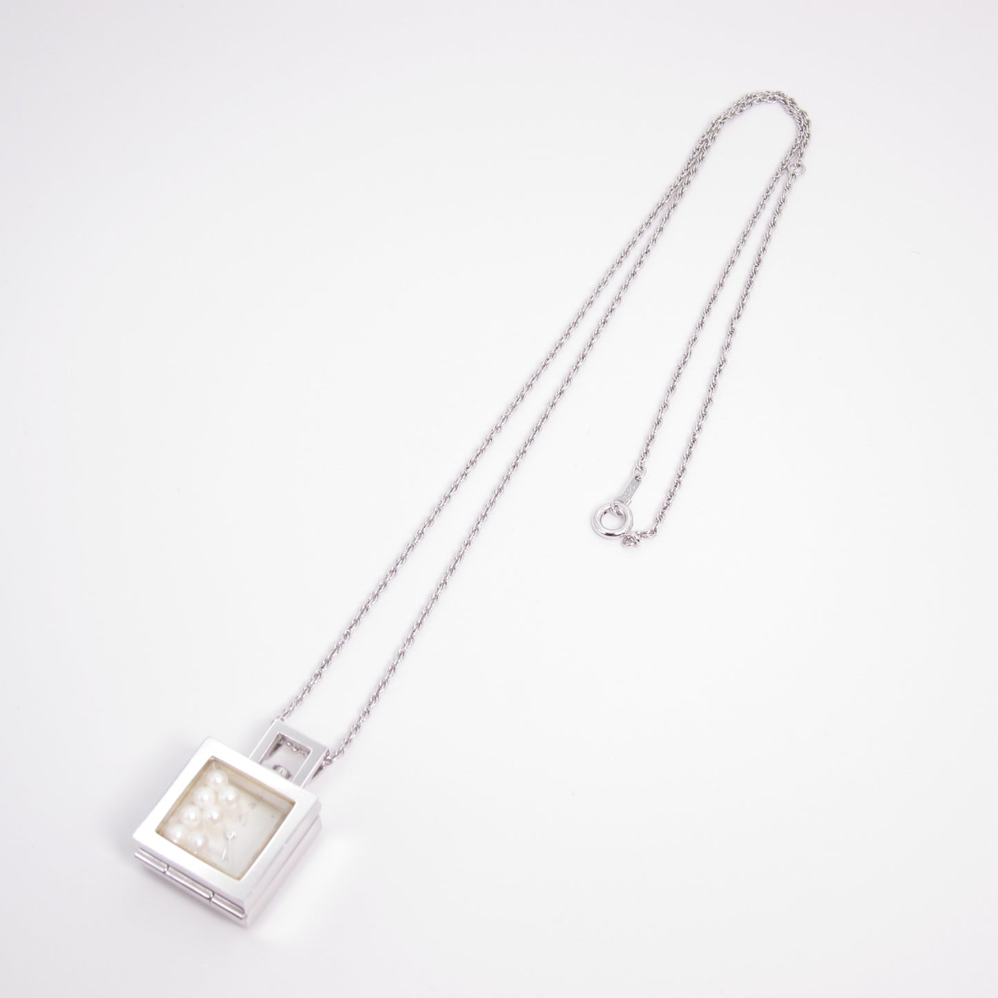 Mikimoto Vintage Pearl Pendant Quartz Clock Necklace With Box