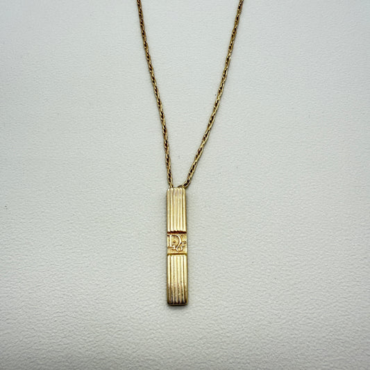 Christian Dior Vintage Dior Logo on Golden Stick Pendant Necklace